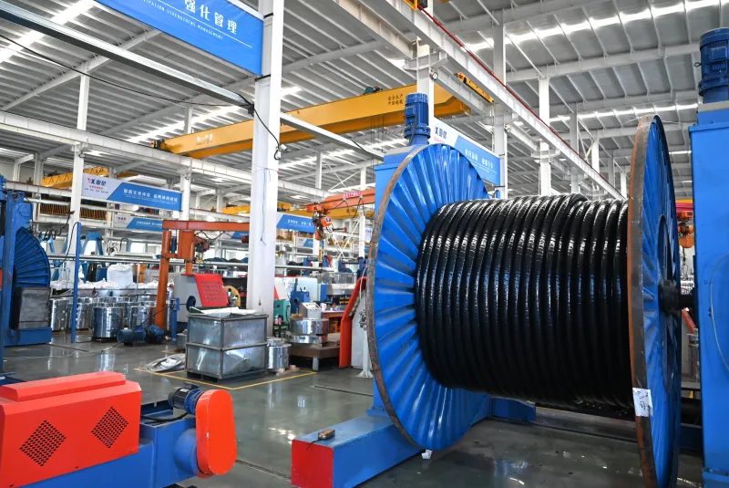 Interior of the 100,000 m² automated cable manufacturing base with production halls