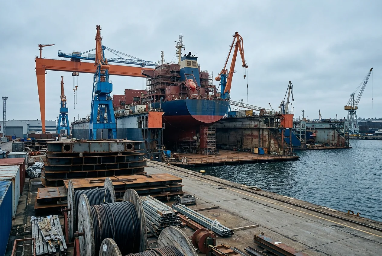 Shipyard fit-out, port crane and marine equipment internal wiring
